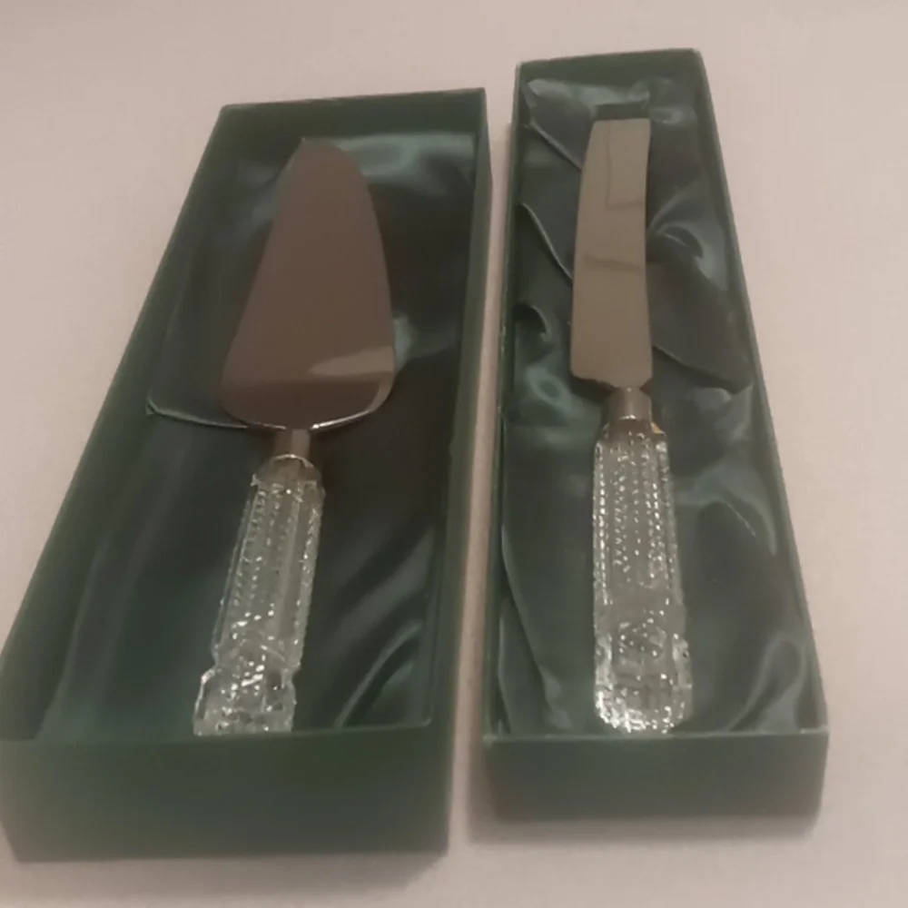 Tyrone Full Lead Crystal Cake & Pie Knives Hand Made In Ireland with Boxes.